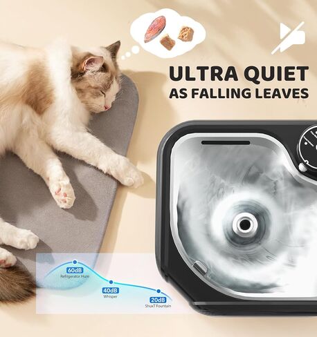 Battery Operated Cat Water Fountain, 2.8L/95oz Wireless Cat Water Fountain, Automatic Pet Water Fountain, Ultra Quiet Water Fountains for Cats Indoor, Motion Sensor, BPA-Free,Stainless Steel Lid in Saudi Arabia