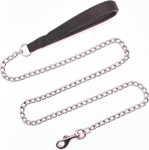 Chain Leash for Small Dogs, Heavy Duty Metal Dog Lead Durable Strong Chew Proof Puppy Leashes for Small Medium Large Breed Pet Dogs, 2.0mm * 4ft Black Handle in Saudi Arabia