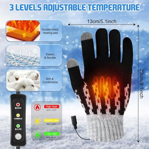 قفازات USB ساخنة للرجال والنساء، قفازات تدفئة حياكة مع قفازات تدفئة يدوية من الصوف المحبوك على الوجهين مع أصابع تعمل باللمس و3 قفازات كمبيوتر محمول قابلة للغسل بدرجة حرارة قابلة للتعديل in Kuwait