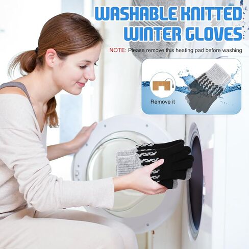 قفازات USB ساخنة للرجال والنساء، قفازات تدفئة حياكة مع قفازات تدفئة يدوية من الصوف المحبوك على الوجهين مع أصابع تعمل باللمس و3 قفازات كمبيوتر محمول قابلة للغسل بدرجة حرارة قابلة للتعديل in Kuwait