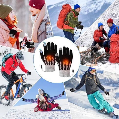 قفازات USB ساخنة للرجال والنساء، قفازات تدفئة حياكة مع قفازات تدفئة يدوية من الصوف المحبوك على الوجهين مع أصابع تعمل باللمس و3 قفازات كمبيوتر محمول قابلة للغسل بدرجة حرارة قابلة للتعديل in Kuwait