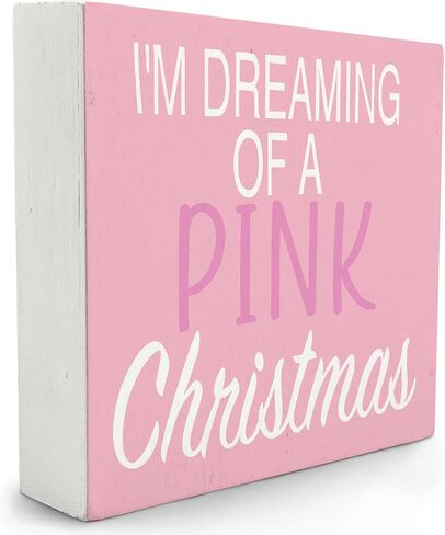 Pink Christmas,Christmas Wooden Signs,Pink Christmas Decorations,Pink Christmas Wooden Signs For Home Decor,Pink Christmas Desk Decor Sign 5 x 5 Inches,Pink Christmas Decor in Saudi Arabia