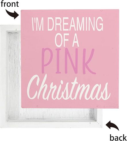 Pink Christmas,Christmas Wooden Signs,Pink Christmas Decorations,Pink Christmas Wooden Signs For Home Decor,Pink Christmas Desk Decor Sign 5 x 5 Inches,Pink Christmas Decor in Saudi Arabia