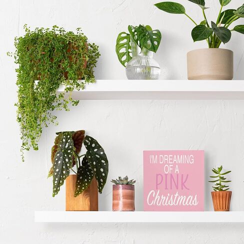 Pink Christmas,Christmas Wooden Signs,Pink Christmas Decorations,Pink Christmas Wooden Signs For Home Decor,Pink Christmas Desk Decor Sign 5 x 5 Inches,Pink Christmas Decor in Saudi Arabia