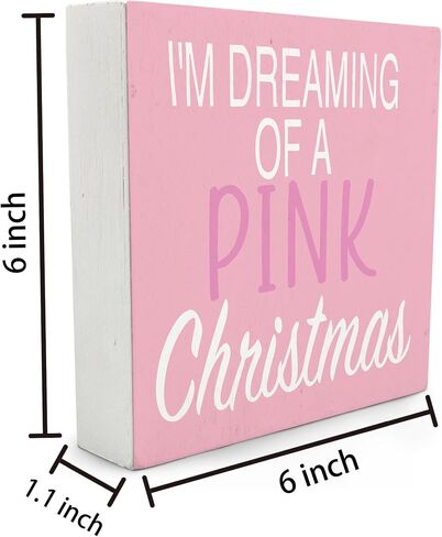 Pink Christmas,Christmas Wooden Signs,Pink Christmas Decorations,Pink Christmas Wooden Signs For Home Decor,Pink Christmas Desk Decor Sign 5 x 5 Inches,Pink Christmas Decor in Saudi Arabia