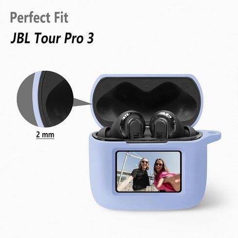 Geiomoo Silicone Case for JBL Tour Pro 3, Protective Cover with Carabiner (Black) in Kuwait
