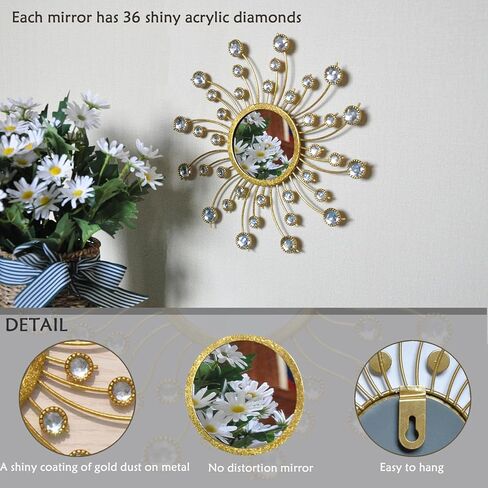 Mirror Decor Sunburst Mirrors Metal Sun Mirror Wall Decor Wall Mirror Home Decorative Wall Art for Living Room Bedroom Entryway in Saudi Arabia
