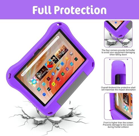 Case for 10 inch Tablet 2023&2021 - Riaour Shockproof Case Cover with Handle Stand for 2023 10 inch Tablet,(Incompatible with iPad Samsung 10 inch Tablet).Purple in Saudi Arabia