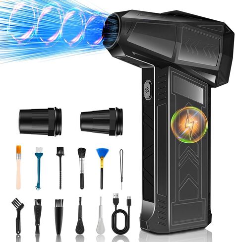 Compressed Air Duster - 130000RPM(Wind Speed 62M/S) Rechargeable Electric Air Duster,Cordless Handheld Mini Turbo Jet Fan, Portable air Blower for Computer, PC, Keyboard, Car and Home in Saudi Arabia