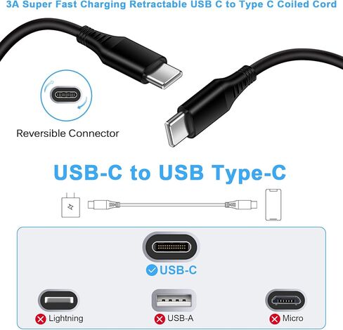 Samsung A15 USB C Cable for Car for Samsung Galaxy S24 S23 Ultra FE A54 5G A14 A13 A53 A03s A23 Z Flip5 S21FE,Google Pixel 8Pro 7a 6,iPhone 15,3FT Retractable Coiled USB C to Type C Fast Charging Cord in Saudi Arabia