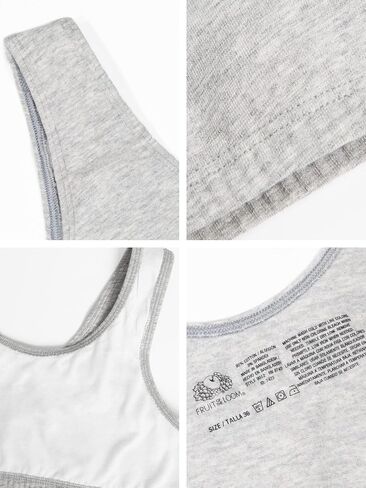 Fruit of the Loom Women's Built Up Tank Style Sports Bra 6 Pack, Heather Blue/White/Heather Grey, 48 in Saudi Arabia