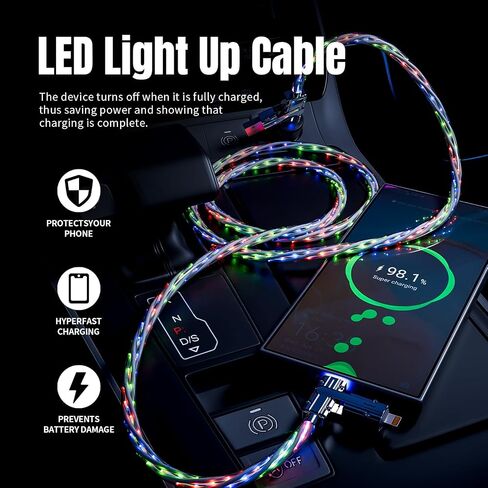 كابل شحن متعدد، (2 حزمة 4FT) كابل شاحن USB C 3 في 1 كابل شحن مجدول من النايلون سلك شحن سريع مع نوع C، Micro USB، منفذ IP لمعظم الهواتف والوسادات in Saudi Arabia