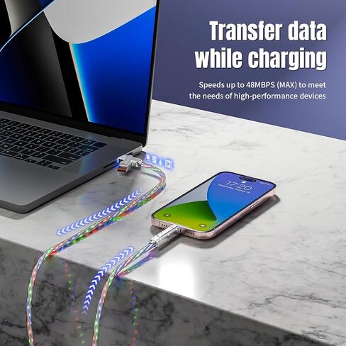 كابل شحن متعدد، (2 حزمة 4FT) كابل شاحن USB C 3 في 1 كابل شحن مجدول من النايلون سلك شحن سريع مع نوع C، Micro USB، منفذ IP لمعظم الهواتف والوسادات in Saudi Arabia