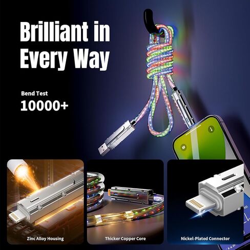 كابل شحن متعدد، (2 حزمة 4FT) كابل شاحن USB C 3 في 1 كابل شحن مجدول من النايلون سلك شحن سريع مع نوع C، Micro USB، منفذ IP لمعظم الهواتف والوسادات in Saudi Arabia