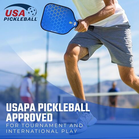 TKG Sports 14mm Carbon Fiber Pickleball Set with Bag - 2 USAPA Pickleball Paddles, 2 Indoor and 2 Outdoor Pickleball Balls, 2 Cooling Towels - Pickleball Rackets for Adults and Teens in Saudi Arabia