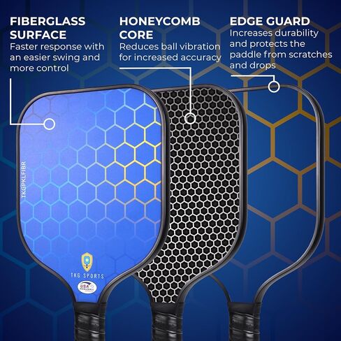 TKG Sports 14mm Carbon Fiber Pickleball Set with Bag - 2 USAPA Pickleball Paddles, 2 Indoor and 2 Outdoor Pickleball Balls, 2 Cooling Towels - Pickleball Rackets for Adults and Teens in Saudi Arabia