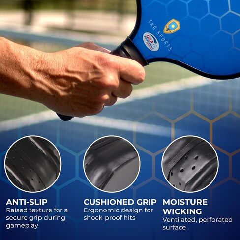 TKG Sports 14mm Carbon Fiber Pickleball Set with Bag - 2 USAPA Pickleball Paddles, 2 Indoor and 2 Outdoor Pickleball Balls, 2 Cooling Towels - Pickleball Rackets for Adults and Teens in Saudi Arabia
