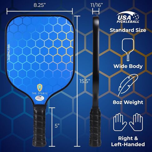 TKG Sports 14mm Carbon Fiber Pickleball Set with Bag - 2 USAPA Pickleball Paddles, 2 Indoor and 2 Outdoor Pickleball Balls, 2 Cooling Towels - Pickleball Rackets for Adults and Teens in Saudi Arabia