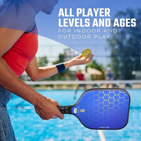 TKG Sports 14mm Carbon Fiber Pickleball Set with Bag - 2 USAPA Pickleball Paddles, 2 Indoor and 2 Outdoor Pickleball Balls, 2 Cooling Towels - Pickleball Rackets for Adults and Teens in Saudi Arabia