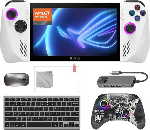 ASUS ROG Ally 512 جيجابايت شاشة لمس 7 بوصة للألعاب 120 هرتز FHD 1080p معالج AMD Ryzen Z1، وحدة تحكم Zero-Kirin اللاسلكية الاحترافية، محور، مجموعة لوحة مفاتيح وماوس، حزمة 7 في 1 in Saudi Arabia