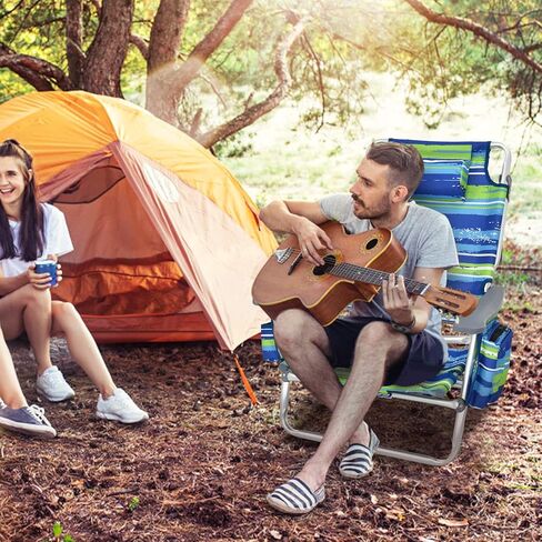 Tangkula Backpack Beach Chair with Table, 5-Position Lay Flat Beach Chairs with Cooler Bag, 2 Cup Holders, Towel Bar, Lightweight Low Folding Beach Chair with Backpack Straps in Kuwait