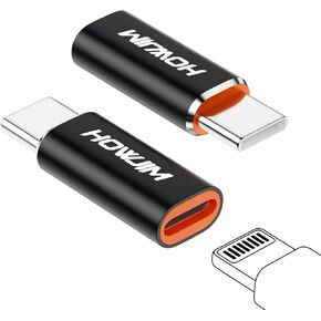 Lightning to USB C Adapter 2 Pack,PD27W/66W Fast Charging&Transfer,Lightning Female to USB C Male,Type C Charger Converter Cable for i-Phone 15 16 Series,i-Pad,G-alaxy,P-ixel,Not for A-udio/OTG Black