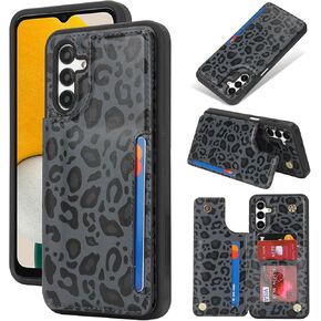 iCoverCase for Samsung Galaxy A53 5G Case with Card Holder, Galaxy A53 5G Wallet Case for Women Men [RFID Blocking] PU Leather Protective Phone Case for Galaxy A53 5G (Black Leopard)