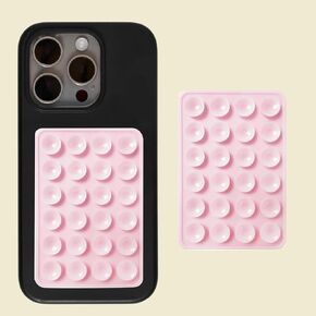 Silicone Suction Cup Phone Case Mount, Phone Accessories, Hands-Free Strong Grip Holder for Selfies and Videos, Silicon Phone Stand for iPhone and Android (Light Pink) (Light Blue)
