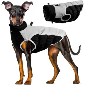 Dog Winter Coat Warm Pet Clothes, Waterproof Reflective Windproof Turtleneck Dog Jacket with D-Ring Harness, Dog Cold Weather Coat, Large Dog Clothes, Dog Coats for Small Medium Large Dogs, Black XXL