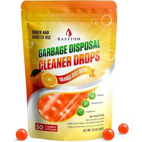 Garbage Disposal Cleaner and Deodorizer Drops- [[50-Count]] Lemon Zest Scented Kitchen Sink Freshener Pods & Drain Odor Eliminator Disposer Care Balls by Bastion