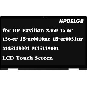 Replacement for HP Pavilion x360 15-er 15t-er 15-er0010nr 15-er0051nr 15-er0056cl 15-er0075nr 15-er0151nr M45118-001 M45119-001 1080P IPS LCD Touch Screen Display Assembly Bezel with Board