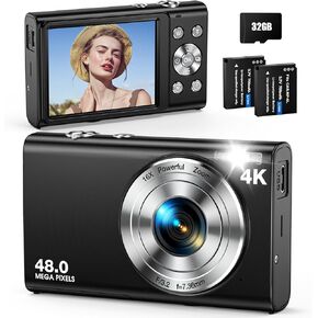 Digital Camera, Autofocus 48MP UHD 4K Vlogging Camera 16X Digital Zoom, Portable Compact Point and Shoot Digital Camera for Teens Adult Beginner