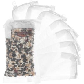 10 PCS Aquarium Media Bag Mesh Bags for Aquarium Substrate Aquarium Mesh Bag Filter Bags for Fish Tank Reusable Nylon Net with Plastic Zipper for Extra Fine Resins Activated Carbon (White 3.9" X 2.3")