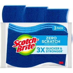 Scotch-Brite Non-Scratch Scrub Sponges, For Washing Dishes and Cleaning Kitchen, 3 Scrub Sponges