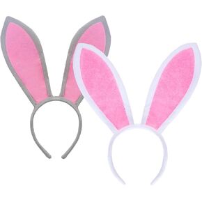 SUMERSHA 2Pcs Easter Bunny Ears Headband Rabbit Ear Headband Easter Cosplay Hairbands Halloween Party Costume Accessories