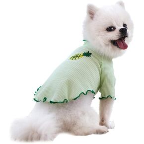 Dog Shirts, Cute Ruffle Sleeved T-Shirt Girl Boy Puppy Breathable Pullover Embroidered Peach Patterns Dog Clothes Small Dogs Cats Tee Top XS