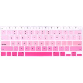 Rainbow Keyboard Cover A2179 Silicone Protective Skin Keyboard Protector for MacBook Air 13 inch with Touch ID A2337 M1 Chip US Layout,Ombre Pink