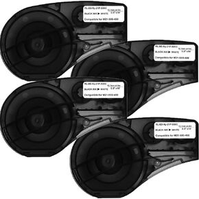 Compatible for M21-500-499 High Adhesion Nylon Cloth 1/2Inch Black on White, for M210, M210LAB, M211, BMP21-PLUS, BMP21-LAB Label Maker, forHigh Adhesion Nylon Cloth, 4-Pack