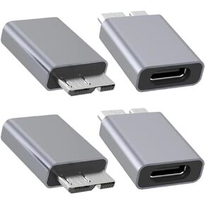 محول USB C إلى Micro B، محول تمديد USB 3.1 Type-C أنثى إلى USB 3.0 Micro B ذكر لكابل القرص الصلب، SSD، HDD (4 حزم) in Kuwait