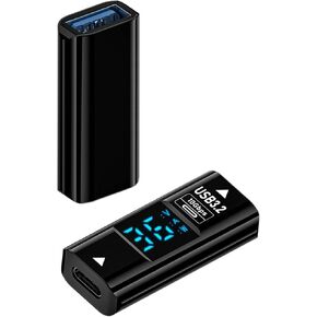 QIANRENON 10 جيجابت في الثانية USB C إلى USB3.2 موسع محول العرض الرقمي QC36W USB نوع C أنثى إلى USB3.2 موصل شاشة شحن أنثى، كشف الشحن في الوقت الحقيقي، USB C-in A-Out، قطعتان