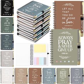 Kosiz 30 Set / 60 Pcs Christian Gifts Bulk Include Mini Spiral Religious Notebook with Sticky Notes Bible Verse Pens Prayer Journal Religious Scripture for Church Sunday School Mother's Day(Black)