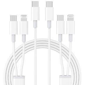 2 in 1 USB C to USB C/Lightning Cable Compatible for iPhone iPhone 16 15 14 13 12 11 XS XR X, 2 Pack 60W USB C Multiple Charging with Lightning/Type C Port iPhone Charger Cord Fast Charging Cable 6FT