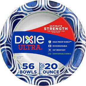 Dixie Ultra Paper Bowls, 20 Ounces, 56 Count, Indigo/White