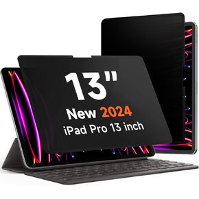 Upgrade 360° Privacy Screen Protector for Apple iPad Pro 13 inch M4 2024, Magicsuction 4-Way Anti Spy Glare Blue Light Filter (Landscape+Portrait Privacy), High Sensitive/Bubble Free/Reusable