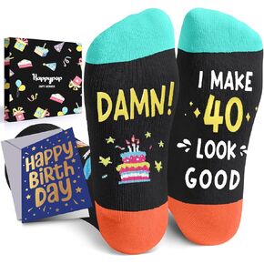 HAPPYPOP 40th Years Old Birthday Gifts - Gifts for Guys in Their 40s, 40th Birthday Socks With Greeting Card, Gift Ideas for 40 Year Old Man Woman