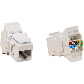 Primex Suttle Tool-Less CAT6 Data Jack with 3 Color-Coded Bezels (STAR6000CT3, 135-0171), White