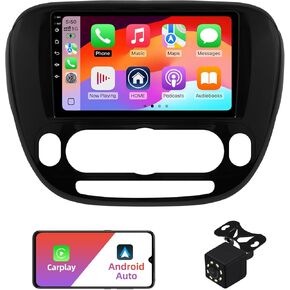 2+32G Android 12 Double Din Car Stereo for Kia Soul 2014-2019 with 9 Inch Touchscreen Radio Built-in Wireless Carplay/Android Auto/GPS/Bluetooth/FM/AUX-in/Steering Wheel Controls/Backup Camera