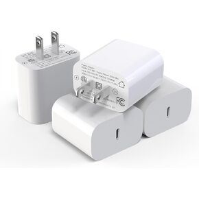 USB C Wall Charger Block 20W, 4-Pack PD Power Delivery Fast Type C Charging Block Plug Compatible with iPhone 11/12/13/14/15/Pro Max, XS/XR/X, Black in Kuwait