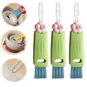 3 in 1 Cup Lid Cleaning Brush, Crevice Cleaning Brush for Bottle Gap Tight Spaces Cup, Portable Multifunctional Cleaning Brush Cup Lid Cleaner with Brush for All Kinds of Cups and Bottles (3pcs)