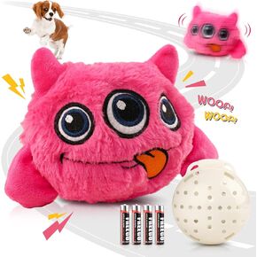 Petbobi Interactive Dog Toys for Boredom - Moving Dog Toy for Stimulating Play, Pet Plush Squeaky Dog Toys for Small Medium Dogs with 4 Batteries, Pink
